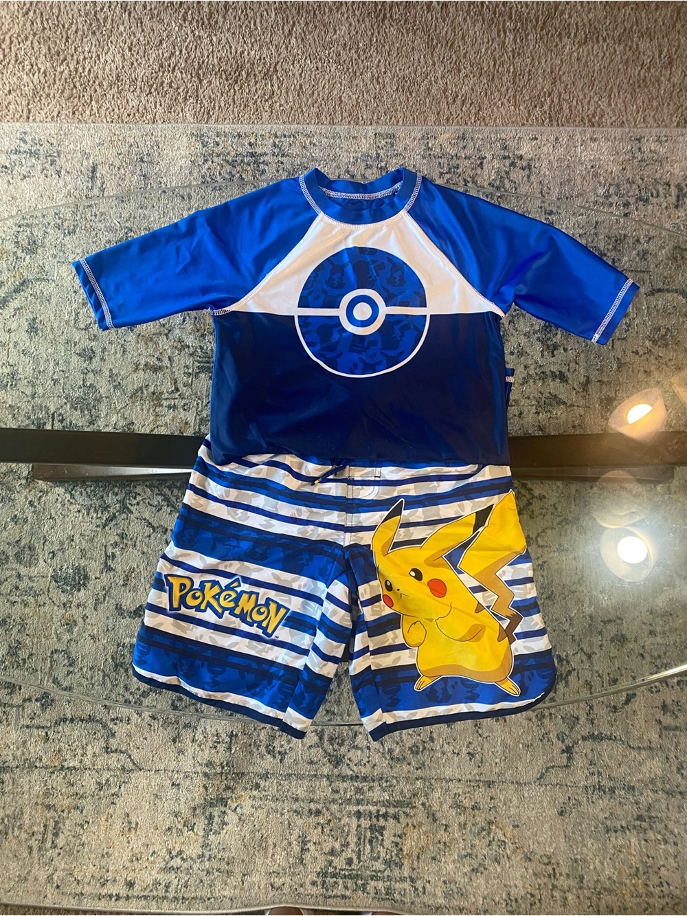 Pokemon Blue & Yellow Pikachu Kids Rashguard Swim Set